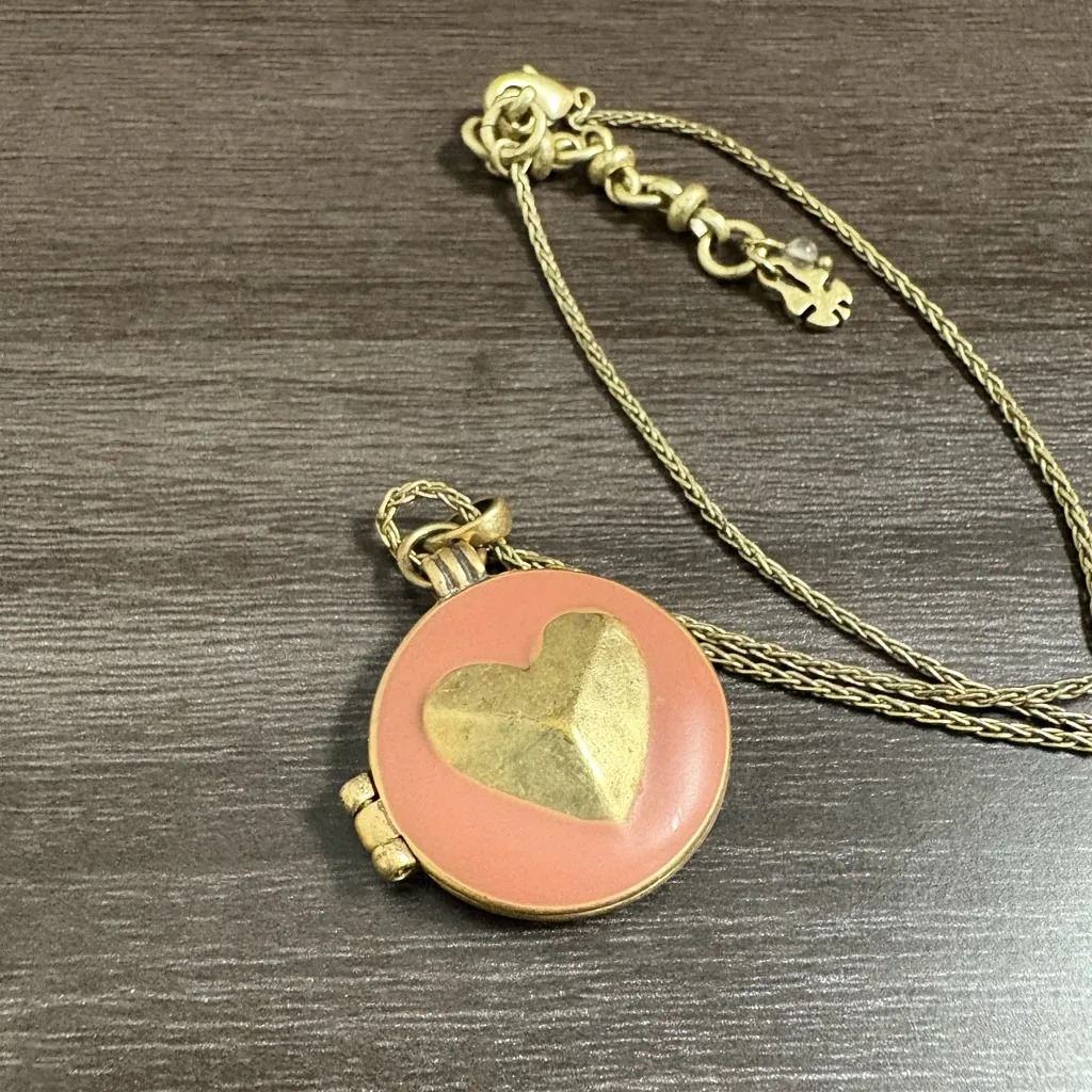 Lucky Brand Peach Heart Locket Necklace - Image 2