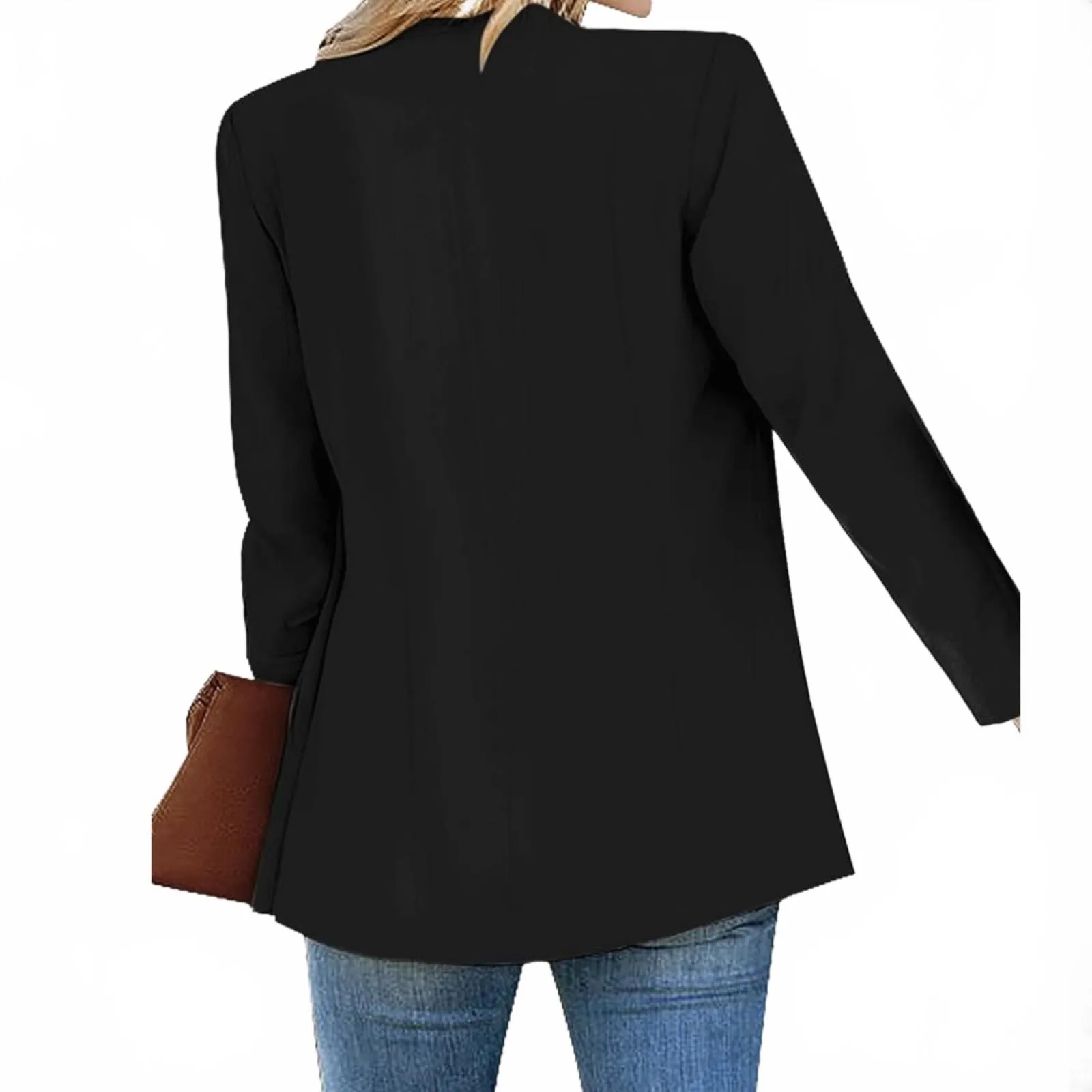 Luvamia Women’s Casual Long Sleeve Slim Work Office Blazer Jacket Size XL Black - Image 2