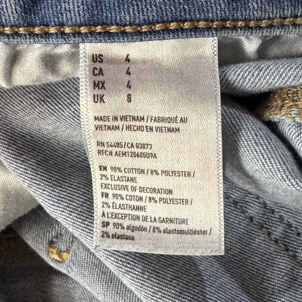 American Eagle SZ 4 Shortie Jean Shorts Distressed Frayed Hems Stretch Low-Rise - Image 7