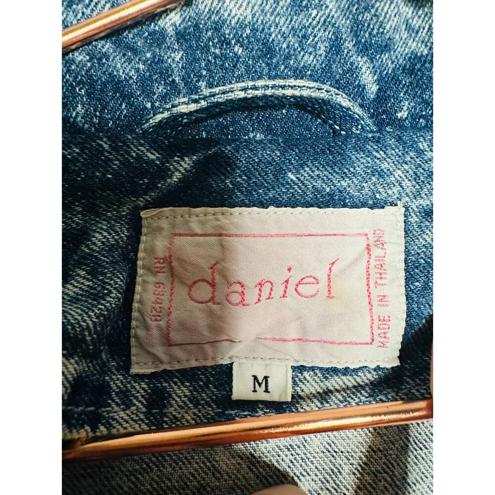 DANIEL Vintage Long Acid Washed Denim Duster Rancher Style Coat Size Medium Blue - Image 5