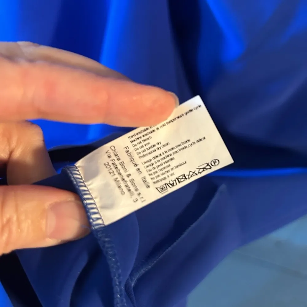 Chiara Boni La Petite Robe| Cobalt Blue One Shoulder Cocktail Dress, Size 46 - Image 12