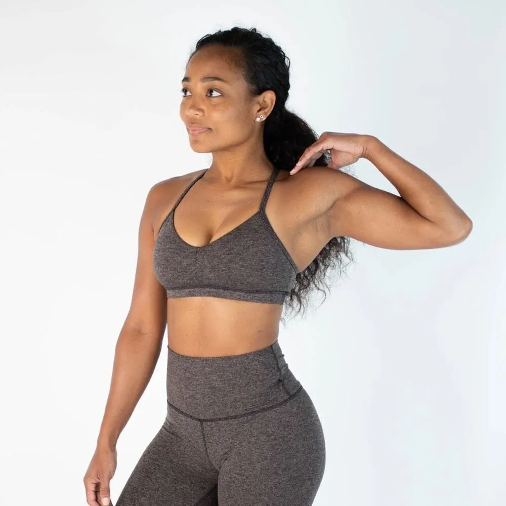 Fleo Reinette Racerback Sports Bra in Limited Edition Taupe Black Size Medium Brown - Image 7