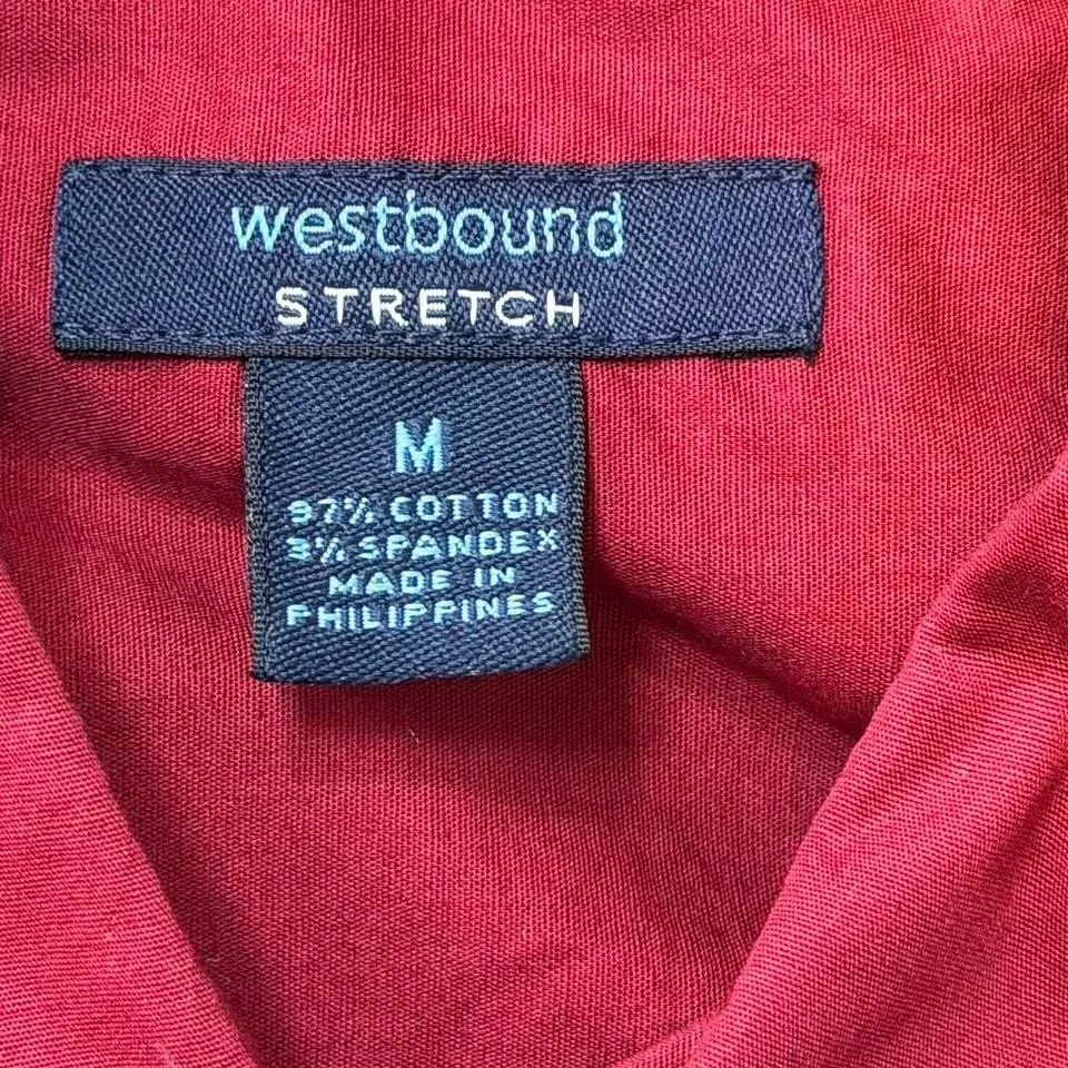 Y2K Dark Red Stretch Button Up Casual Shirt - Image 6