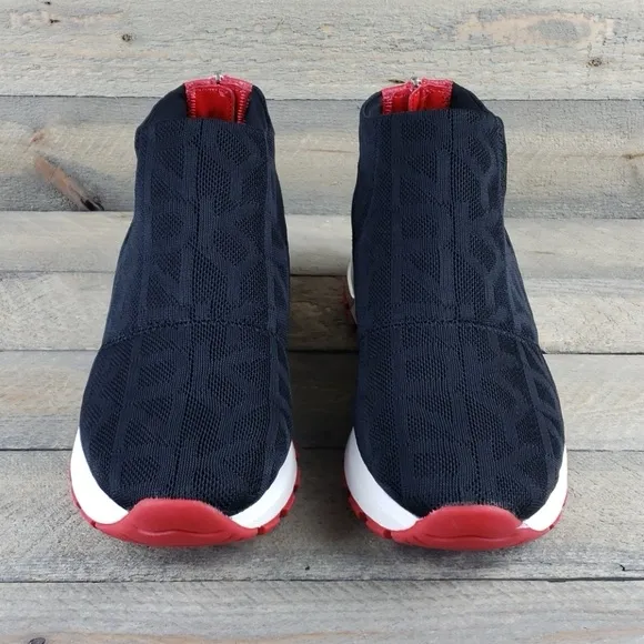 DKNY Mylo Sneakers Black, Silver & Red With White Platform Tennis Shoes 10 - Image 3