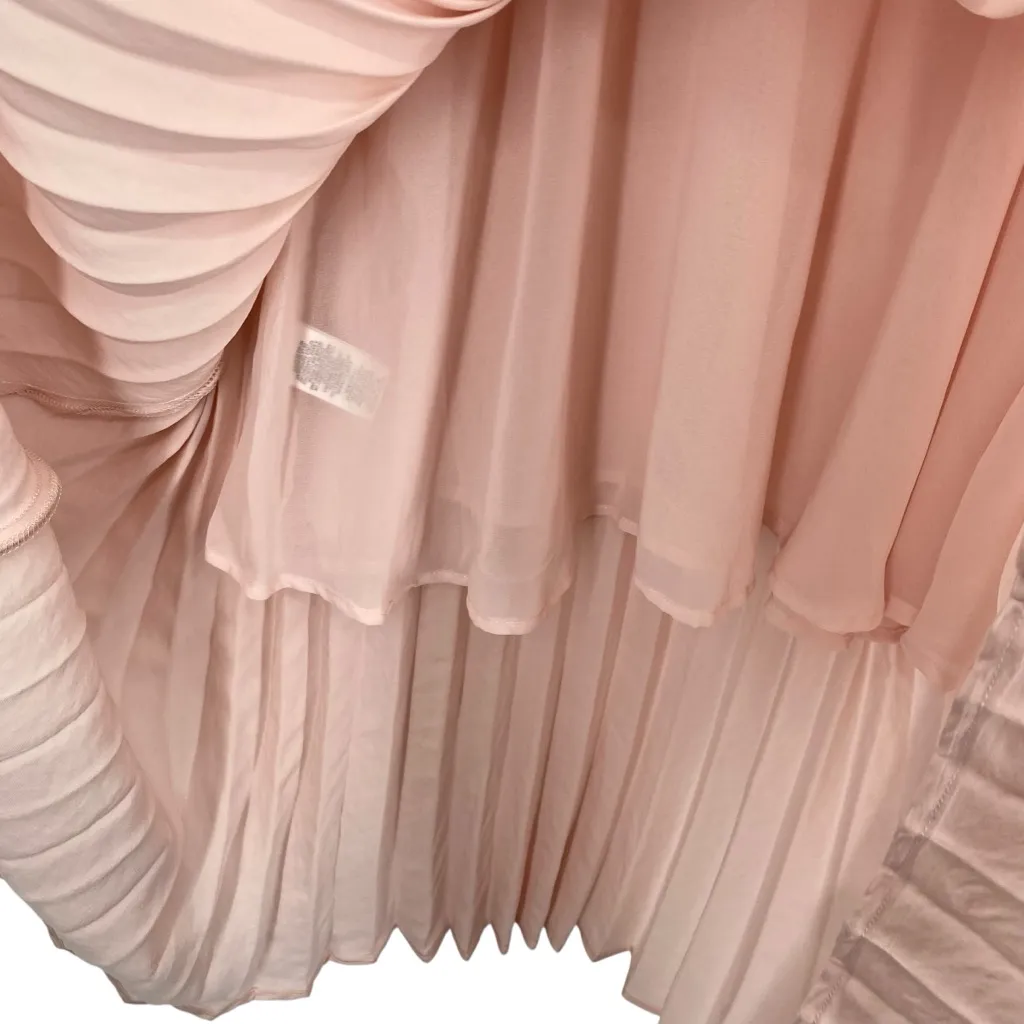 Rachael Roy Pale Pink Strappy Pleated Satin Midi Dress Balletcore - Image 8