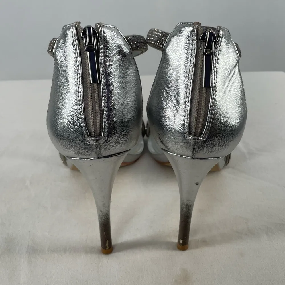 Steve Madden Faylinn Rhinestone Embellished T Strap Stiletto‎ Heels in Silver 11 - Image 6