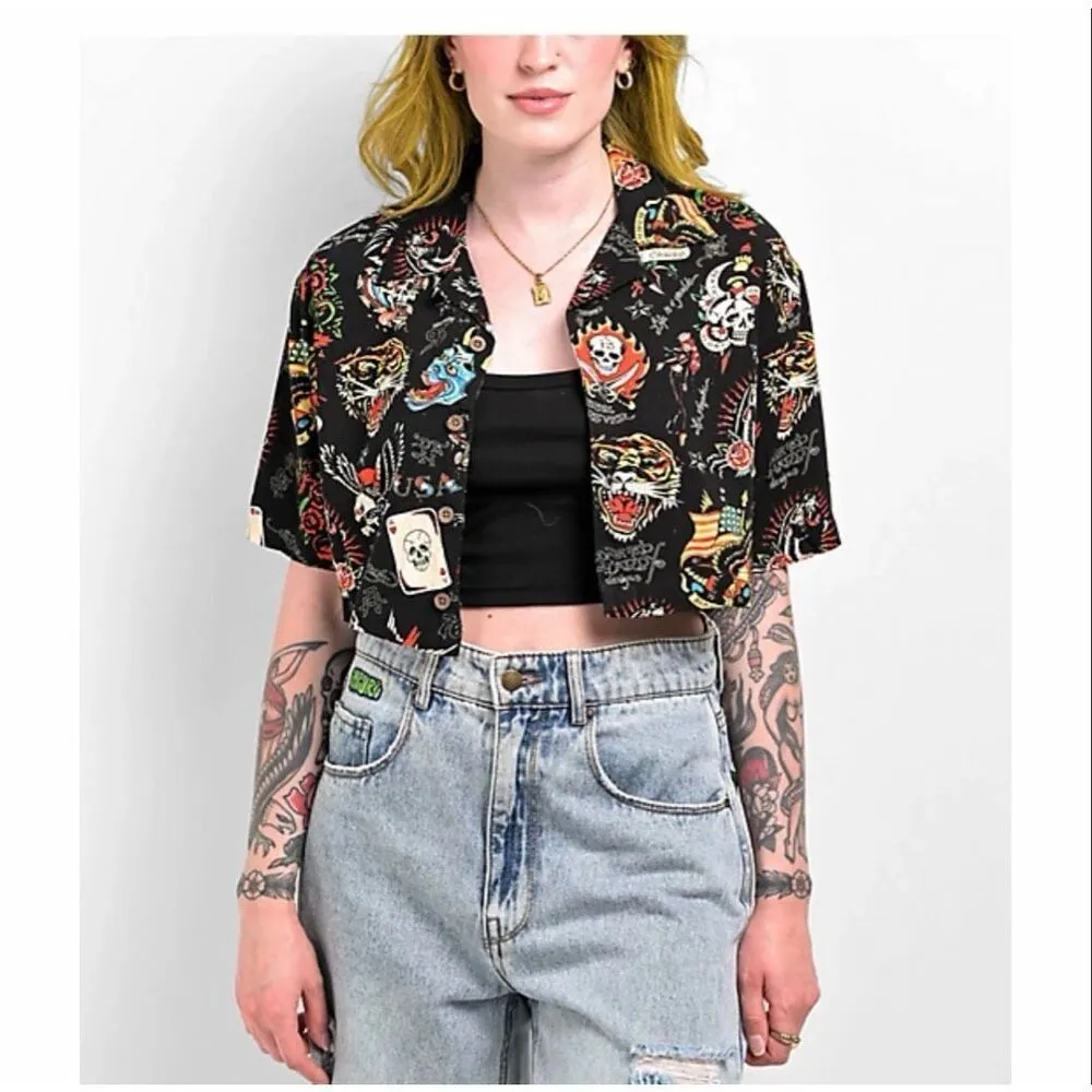 NWT Ed Hardy ladies crop top button up shirt - Image 3