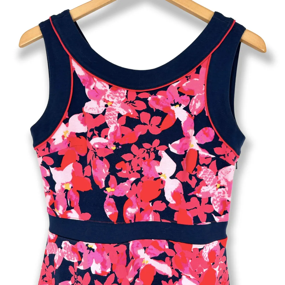 Lands' End | Size 6 | Pink, Red and Navy Floral Ponte Knit A-Line Mini Dress - Image 3