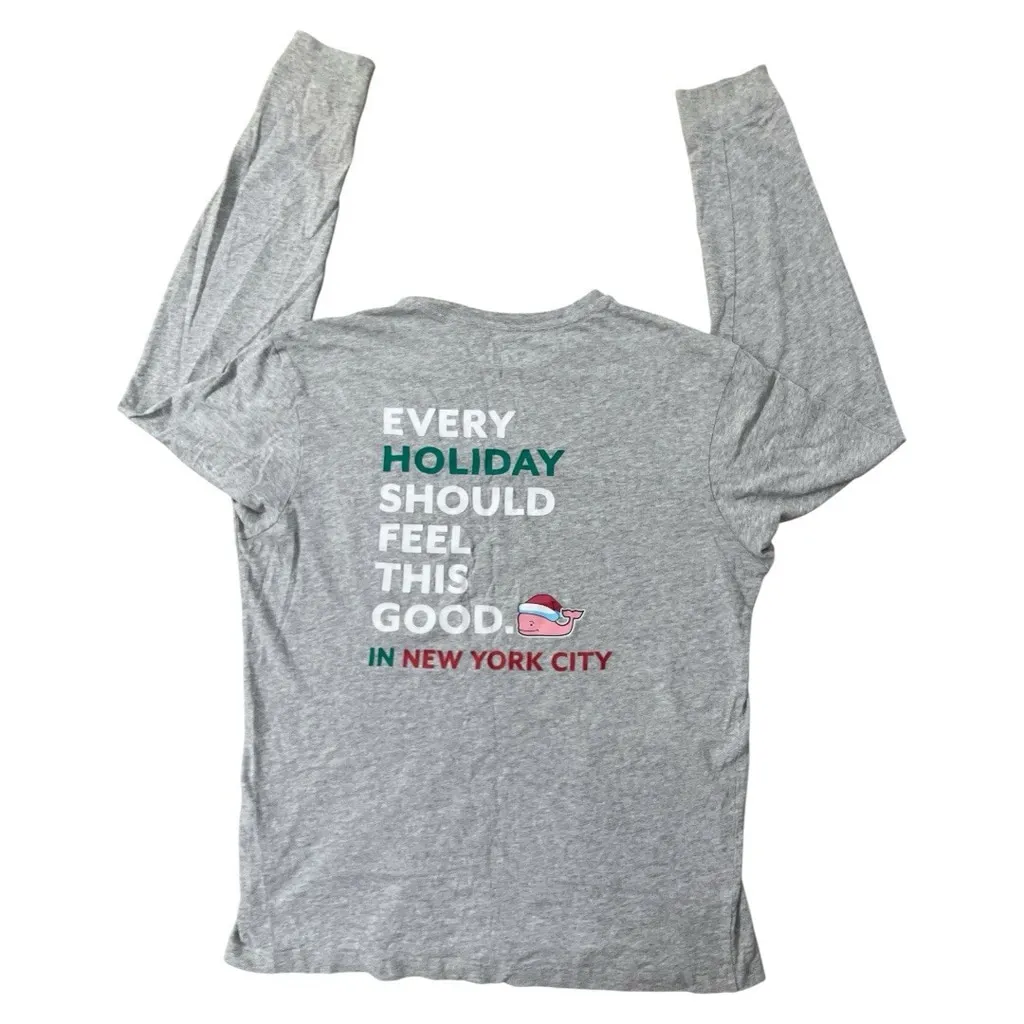 Vineyard Vines Holiday New York City Christmas Graphic Gray Shirt Size S Coastal - Image 2