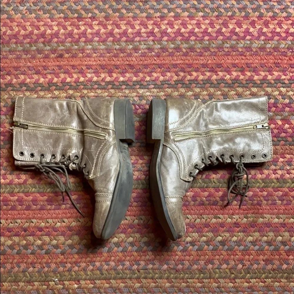 STEVE MADDEN GREY LEATHER LACE UP PIONEER WITCH BOOTS - Image 4