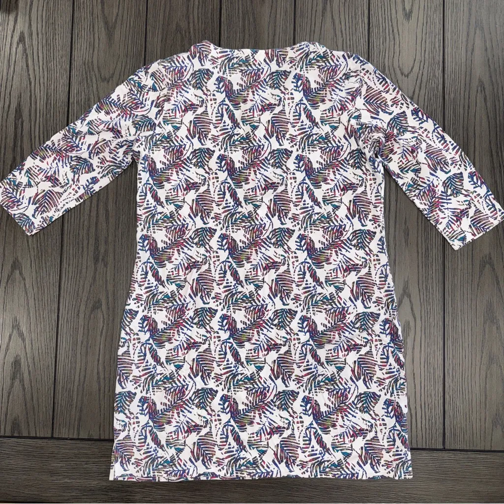 Coolibar Oceanside UV Protection Tunic Dress UPF 50+ Magnolia Pink Leaf Size M White Size M - Image 4