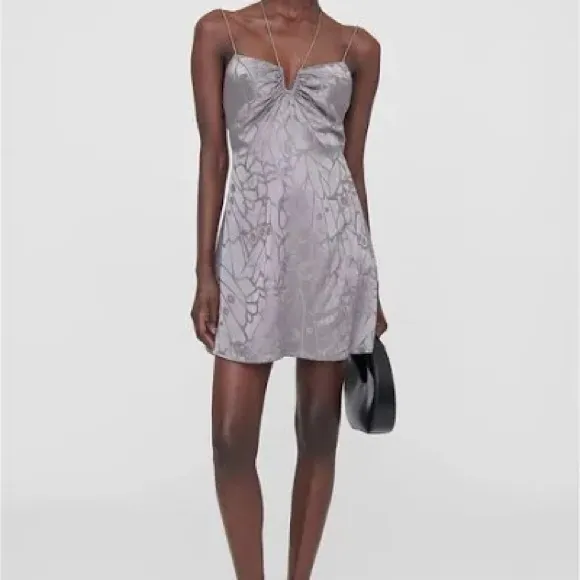 Anine Bing Papillon Dress in Ash Violet Butterfly Jacquard, Size Medium, NWT - Image 3