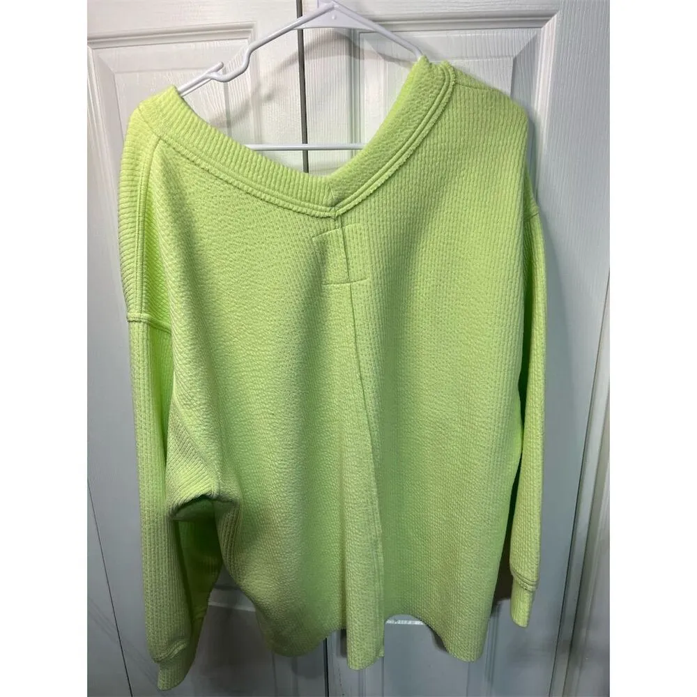 Aerie Women's V-Neck Pullover Sweater Lime Green Size M - Image 3