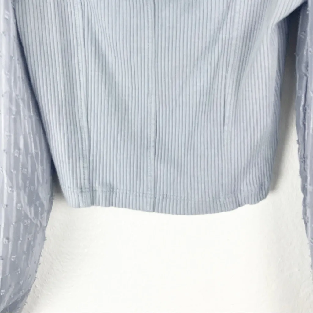 URBAN OUTFITTERS Cynthia Blue Ribbed Sheer Balloon Sleeves Crop Top Size XS - Image 6