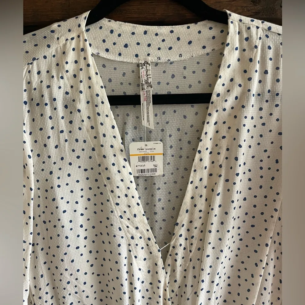 Free People Intimately Cream & Blue Polka Dot Makin
Waves Bodysuit - Image 3