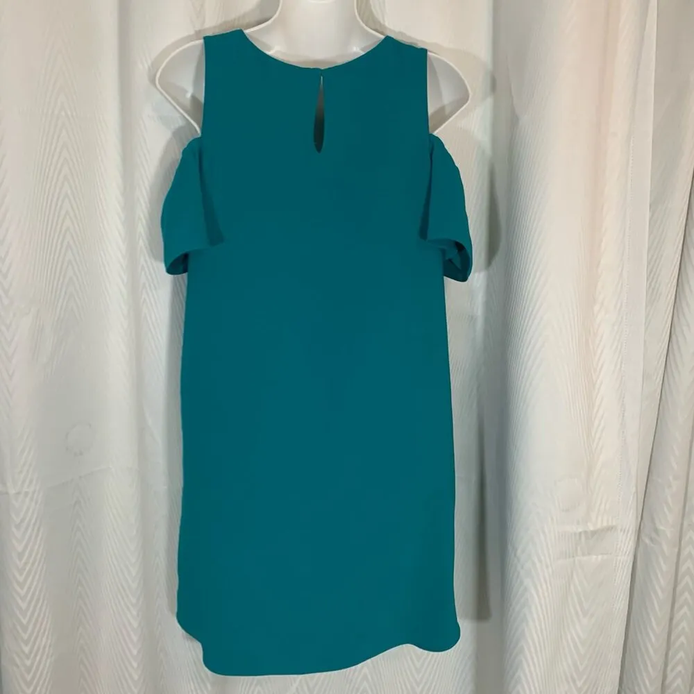 Amanda Uprichard Teal Blue Dryden Cold Shoulder Dress Size Small - Image 3