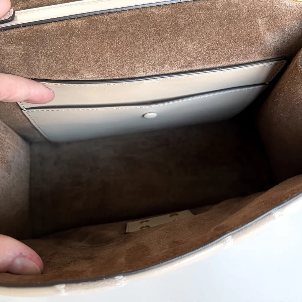 NWOT FENDI Embossed Kan U Bag Purse in Nude Suede and Patent Leather - Image 14