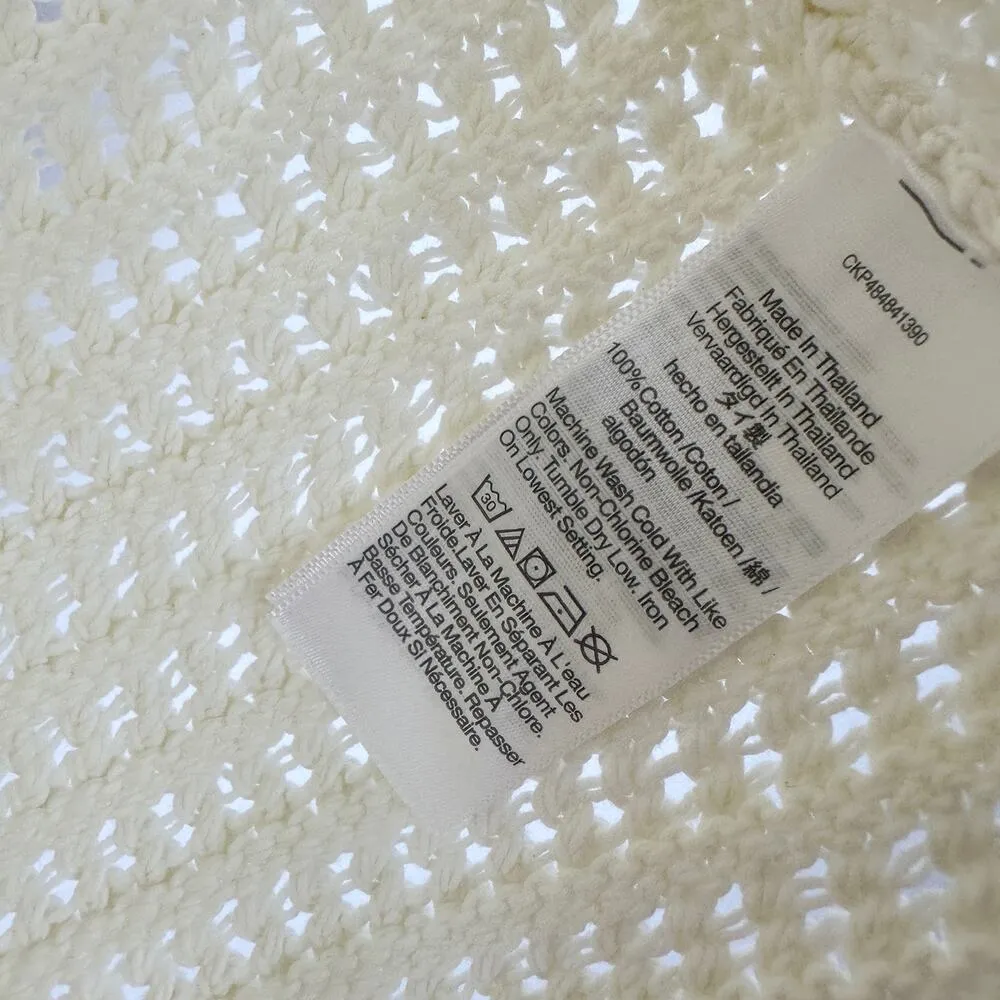 Madewell Crochet Knit Crewneck Sweater Tank Cotton Vest Bright Ivory XS NWT - Image 12