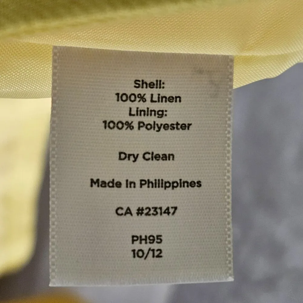 TALBOTS Linen Blazer Womens Size 16 Yellow Open Front Jacket Polyester Lining - Image 4