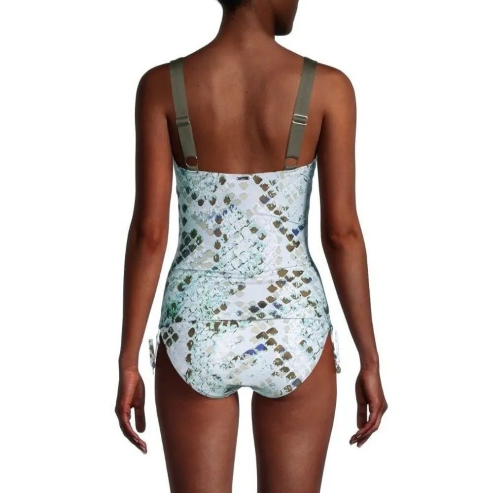 DKNY Printed V-Neck Tankini Top Size Medium - Image 3