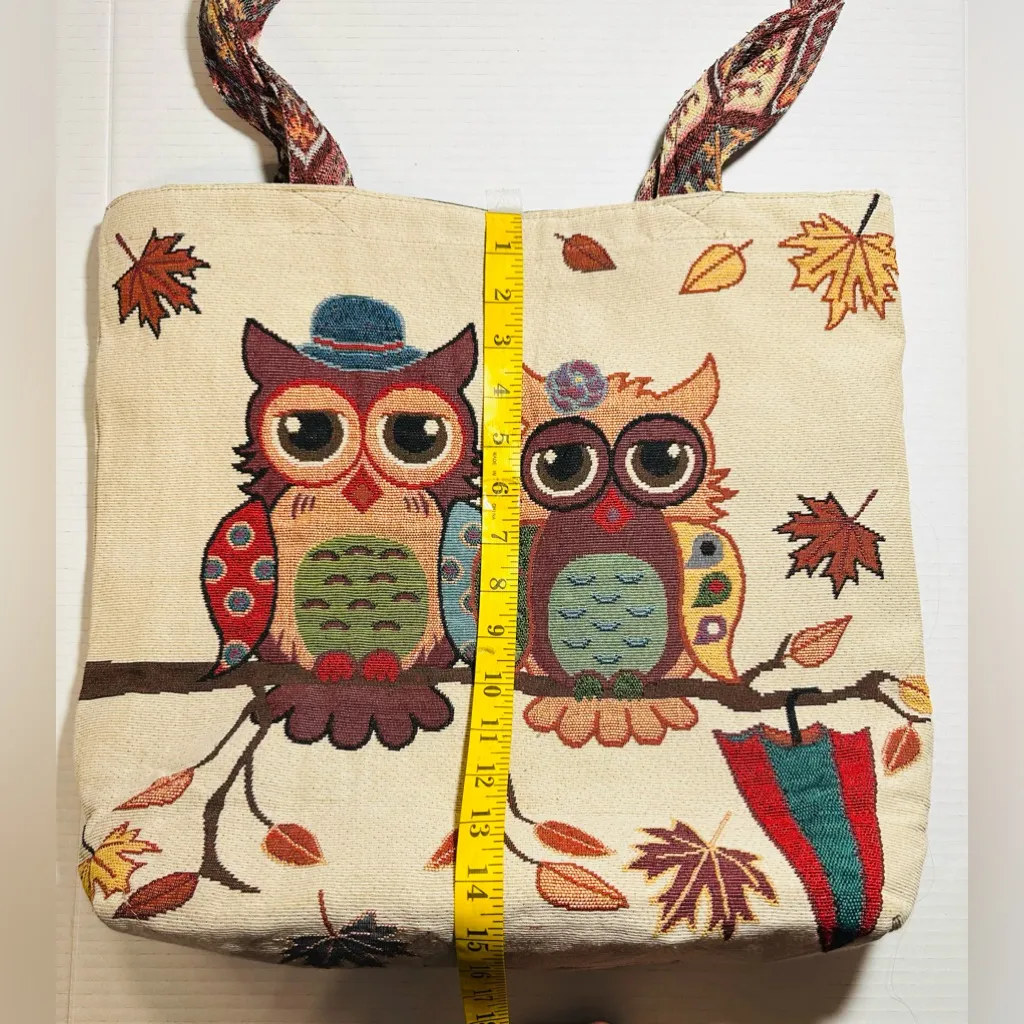Women Summer Beach Tote Bag Travel  Pockets Shoulder Bag Owls Couple All Seasons - Image 2