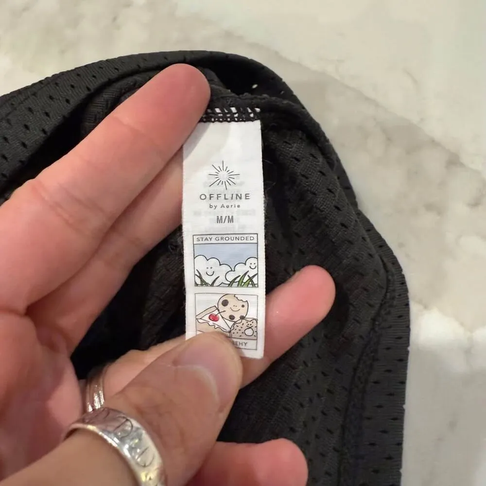 Offline by Aerie Cropped Mesh Racerback Tank Top Shirt Womens Medium Gray Muscle - Image 4