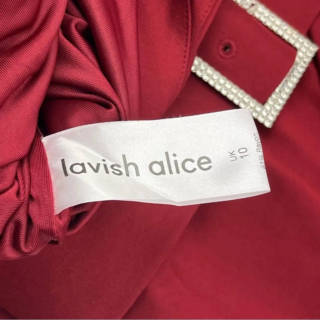 Lavish Alice Ruby Long Sleeve Ponte Midi Dress Burgundy Womens US‎ Size 6 NEW - Image 7