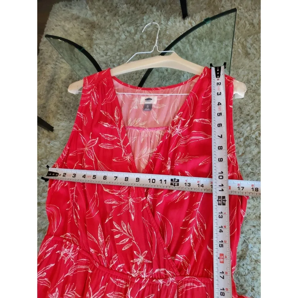 Old Navy Women's Red Floral 100% Rayon Sleeveless V-Neck Long Maxi Dress Size XL - Image 10