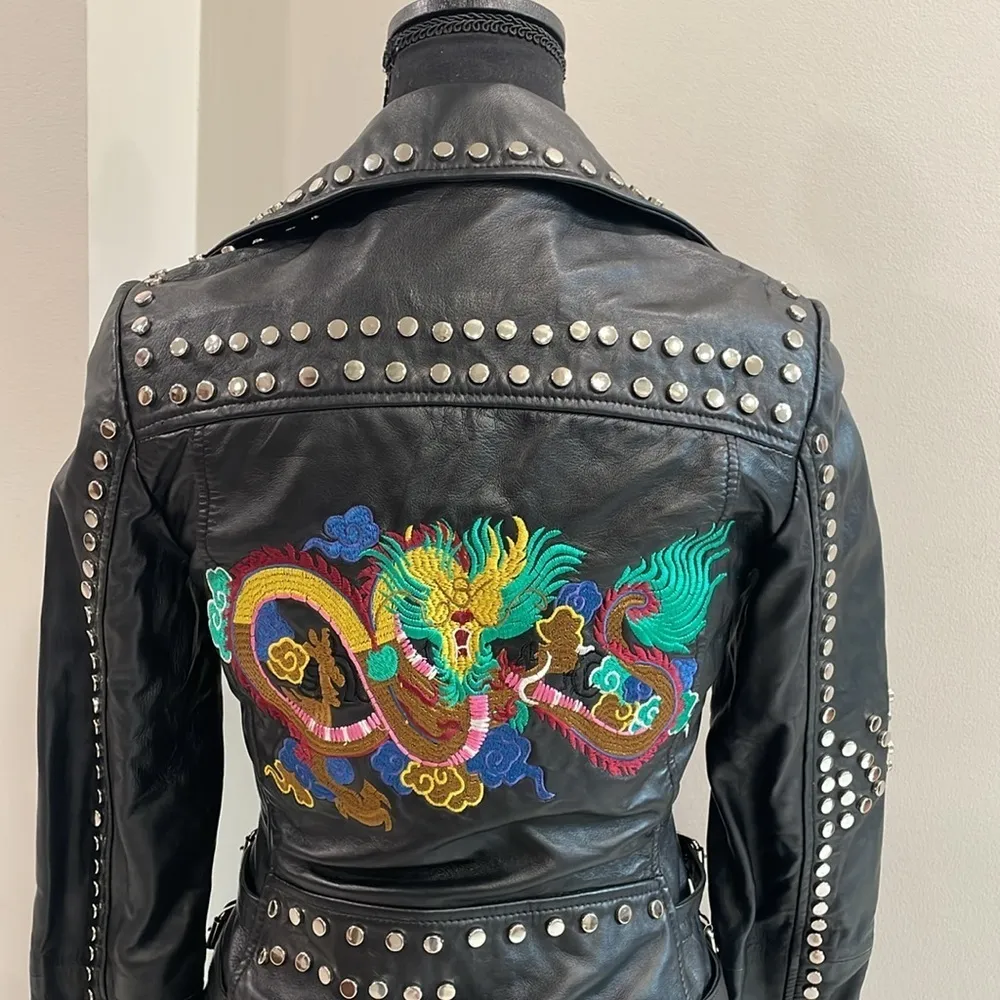 GatsbyLady London Limited Edition Black 100% Lambs Leather Jacket size 2 - Image 3