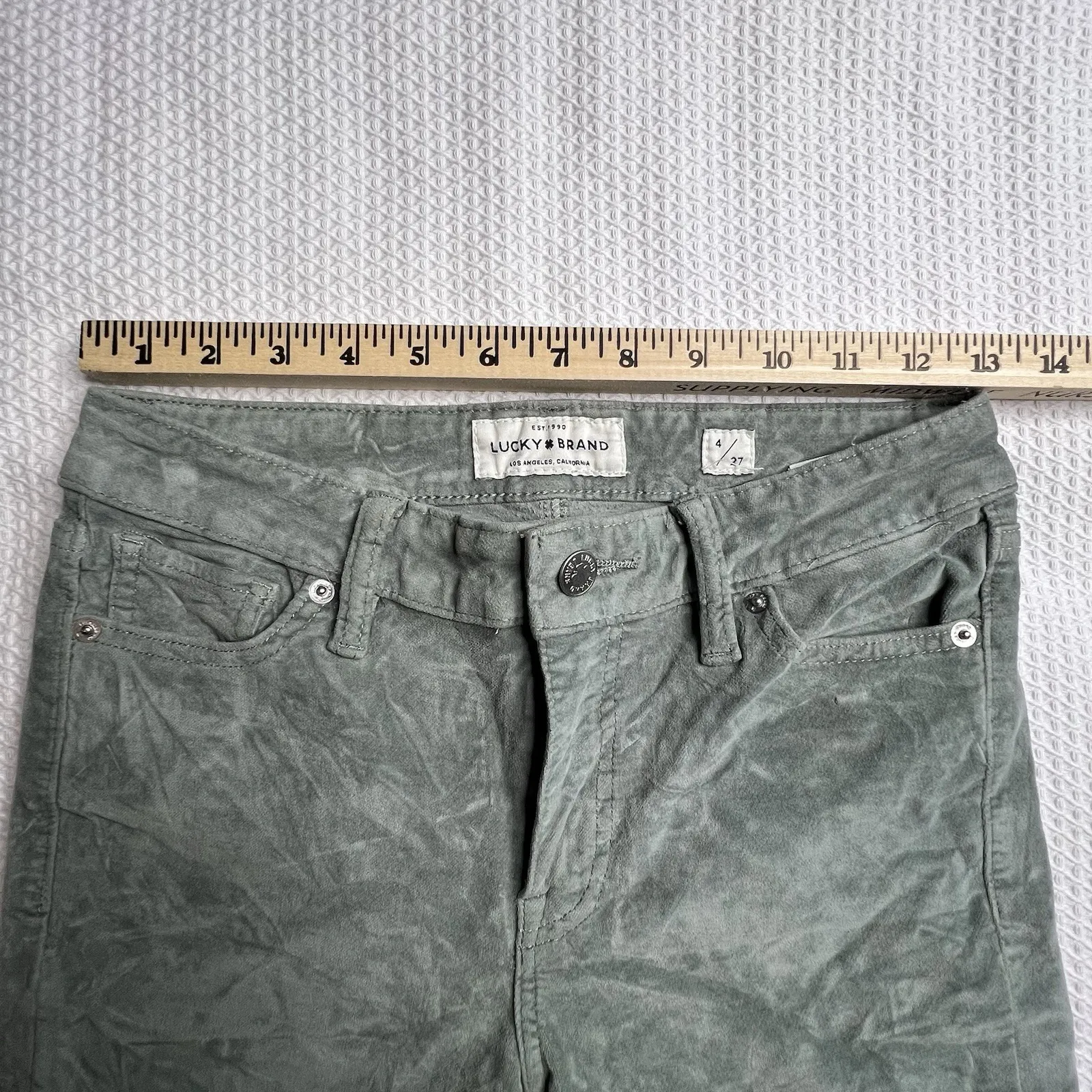 Lucky Brand Ava Super‎ Skinny Jean Size 4/27 Velvet Feel Mint Green Cotton Blend - Image 5