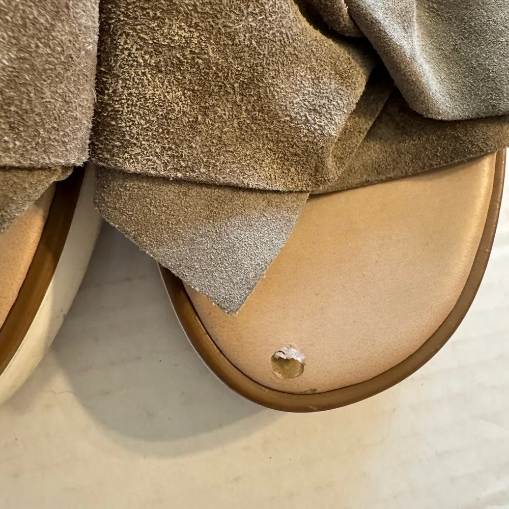 Seychelles Italy Tan Suede Leather Knot Bow Slide Sandals Womens 8 Summer - Image 3