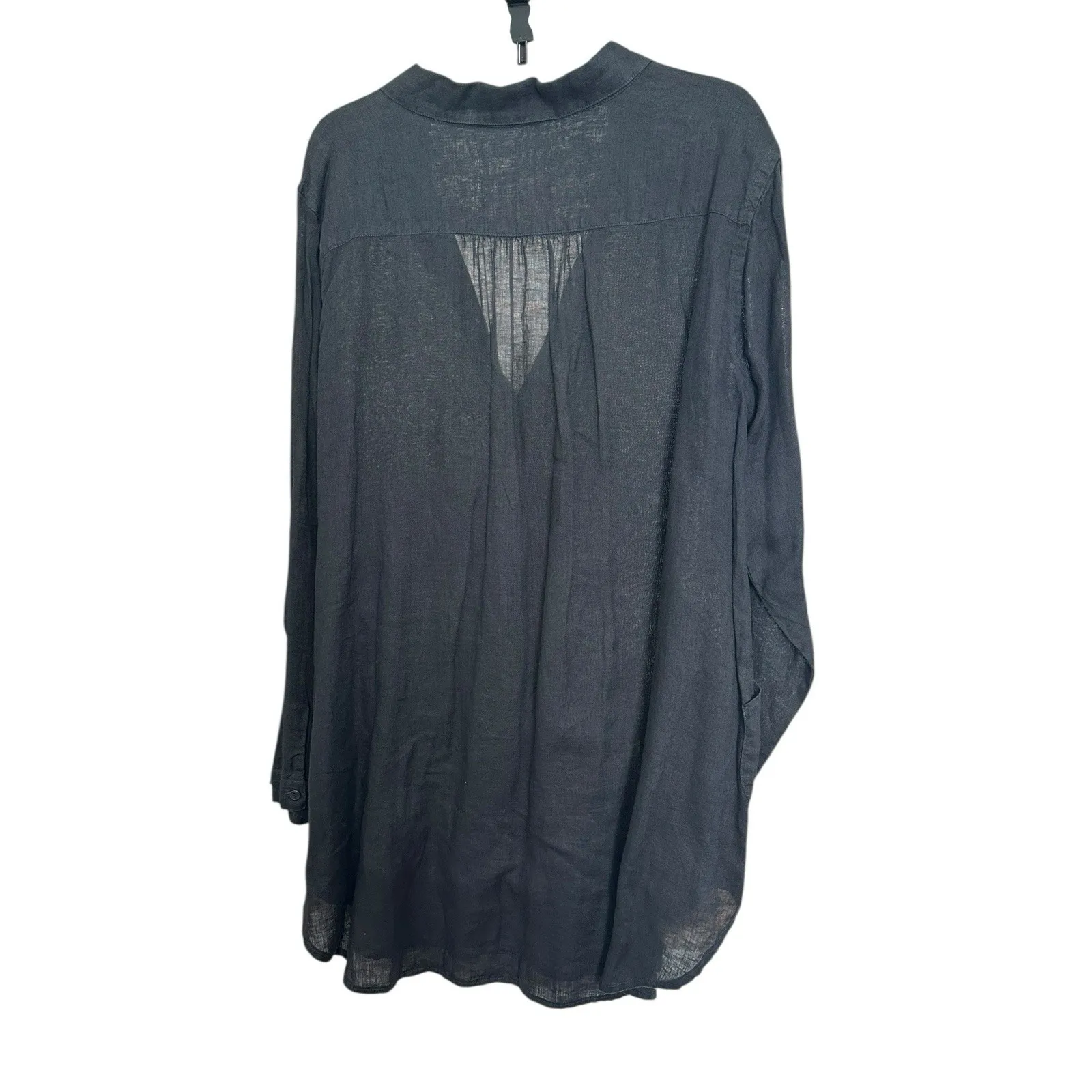 CP Shades Tunic Shirt Dress Women's Large 100% Linen Pockets Black #Z13-6 - Image 9