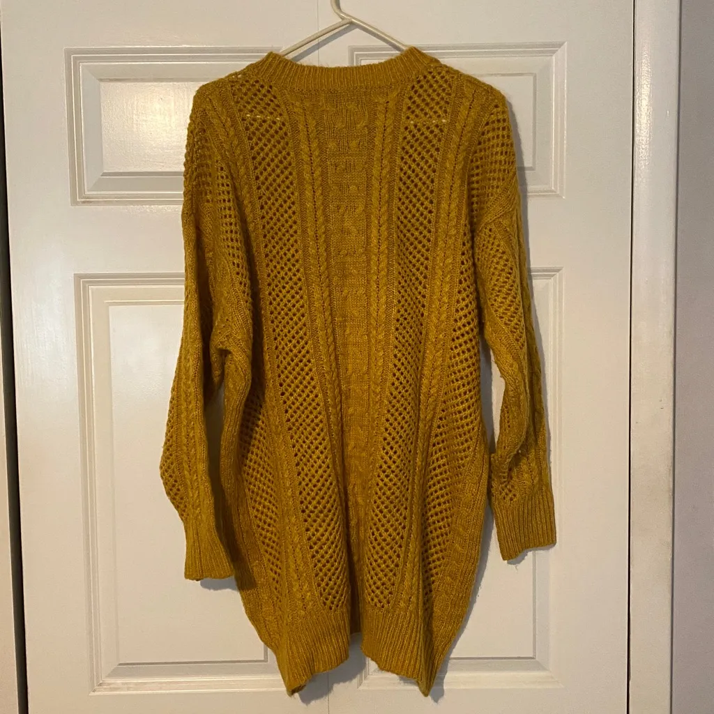 John + Jenn Mustard Cable Knit Sweater - Image 3