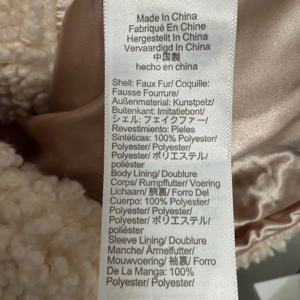 J. Crew Teddy Sherpa Jacket Ivory Button Up Faux Fur Coat size small - Image 8