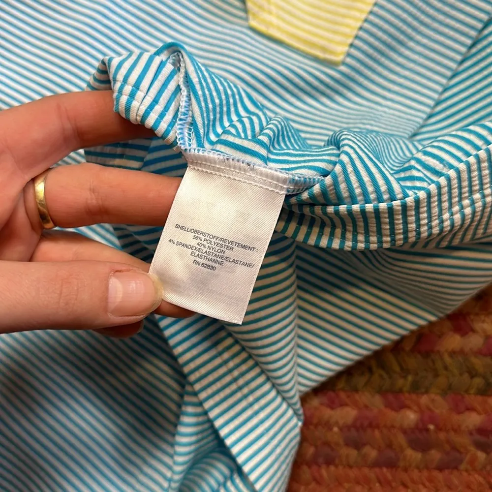 NWOT LANDS END PATCHWORK PARALLEL STRIPE STRETCH ZIP UP HOODIE - Image 5