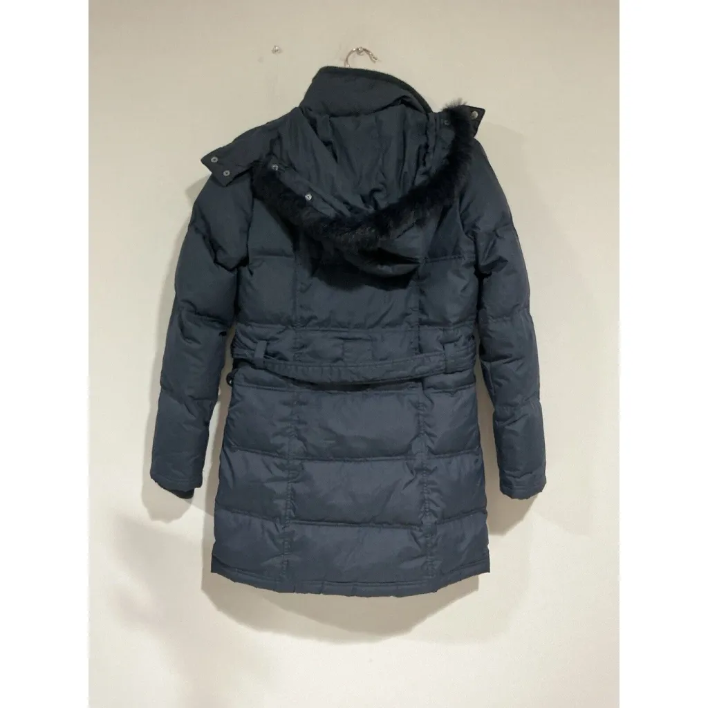 Womans Etam Woman Blue Small Knee Length Zip Front Hood Puffy Coat - Image 3