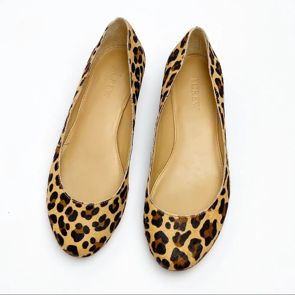 J. CREW Factory Animal Print Calf Hair Almond Toe Slip On Loafers, Size 6 - Image 5