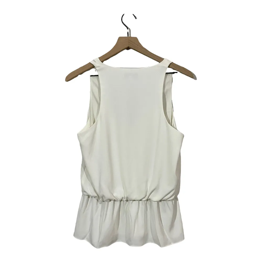Likely  Faux Wrap Sleeveless Peplum Hem Top - White - Medium - Image 2