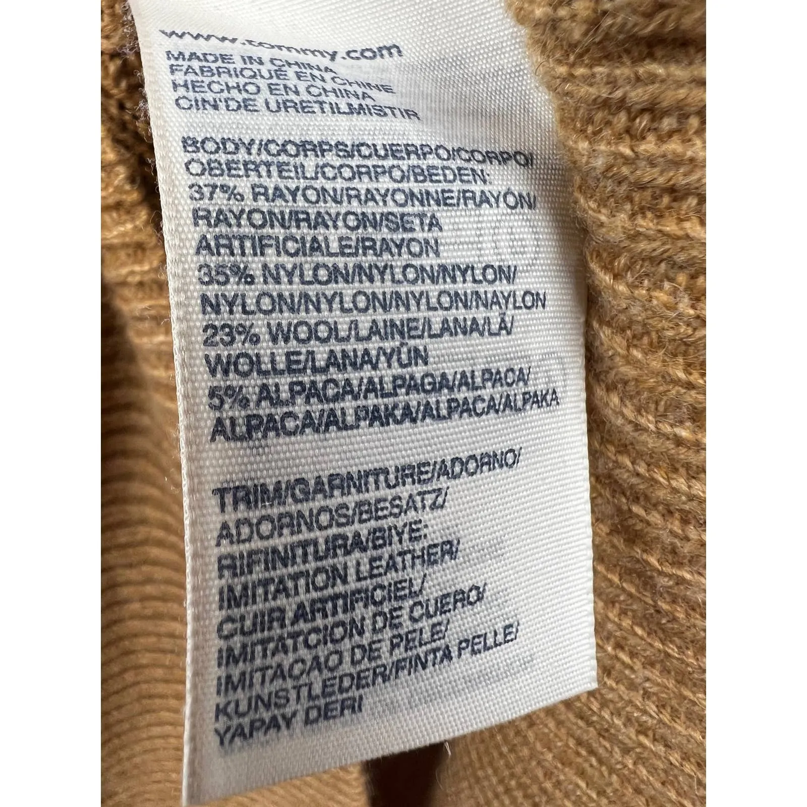 Tommy Hilfiger‎ Women's Sweater Medium Cable Knit Pullover Stretch Buckles Brown - Image 4