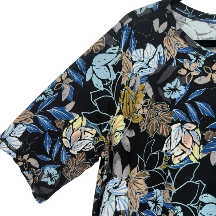 LOGO by Lori Goldstein Georgina Asymmetrical Hem Floral Midi Dress Size‎ XL - Image 7