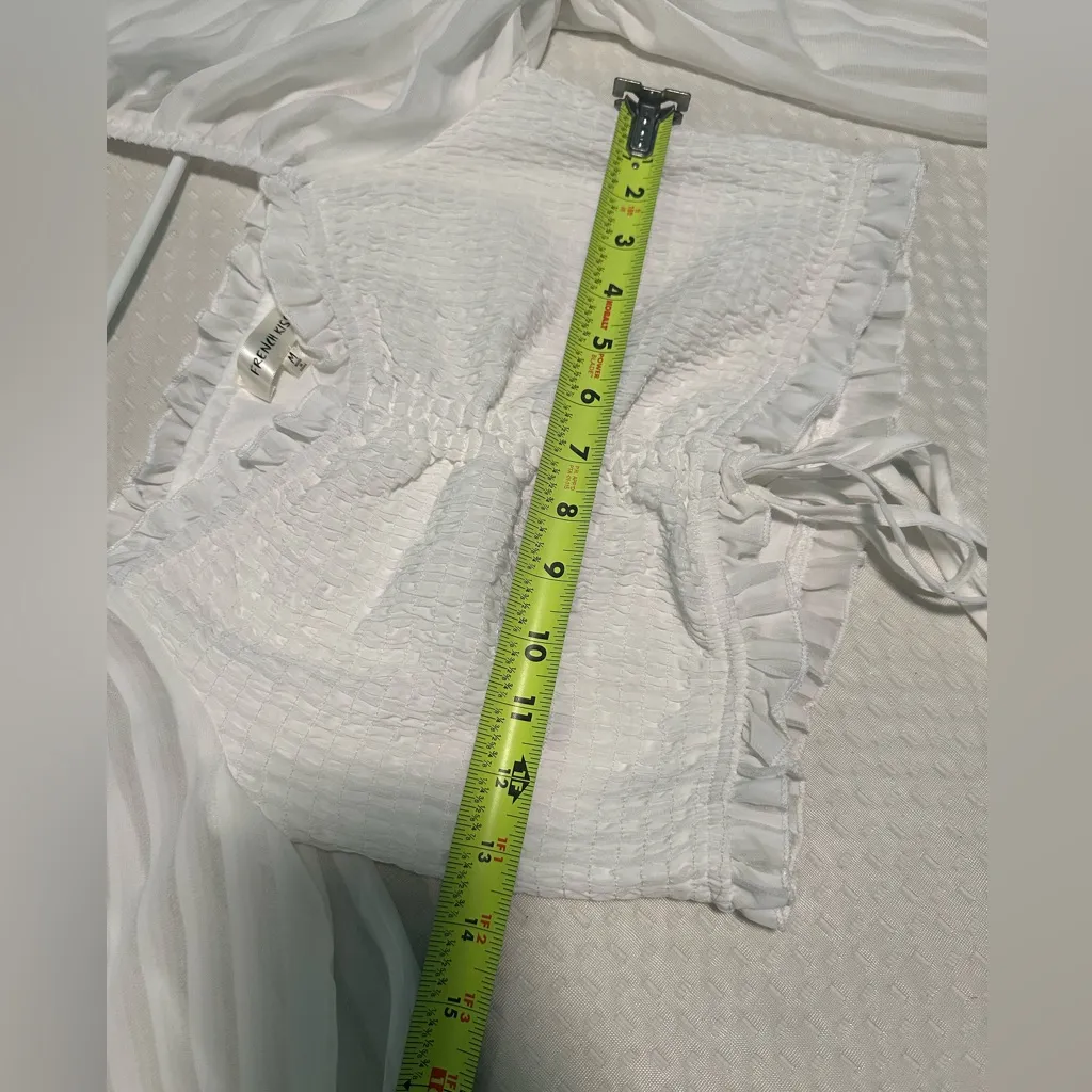 French Kiss White Ruched Blouse - Image 7