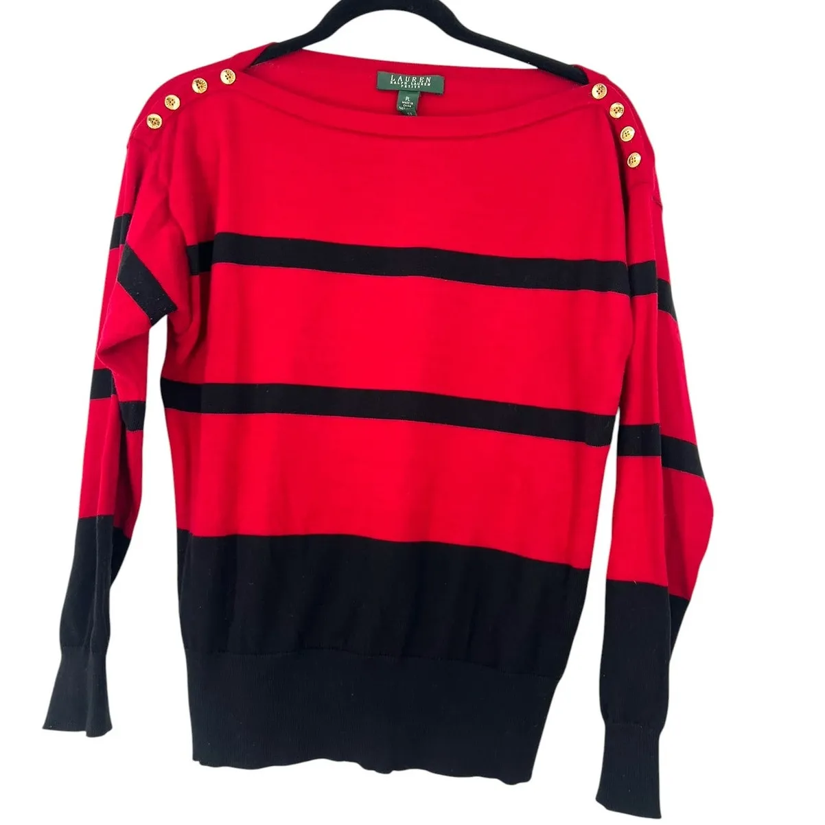 RALPH LAUREN L Women Rugby Striped Preppy Pullover Sweater Old Money petite knit - Image 2