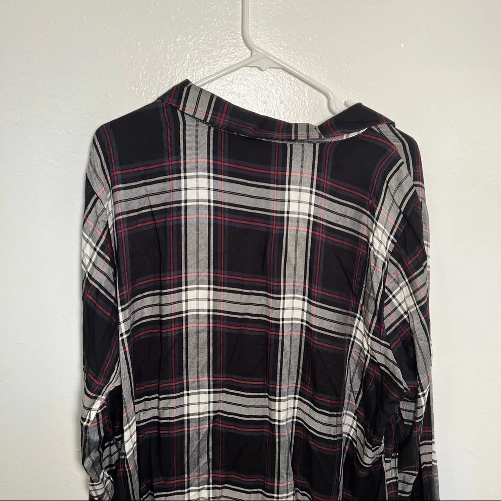 Alexander Jordan Half Button Plaid Shirt Black Green Size 1X - Image 8