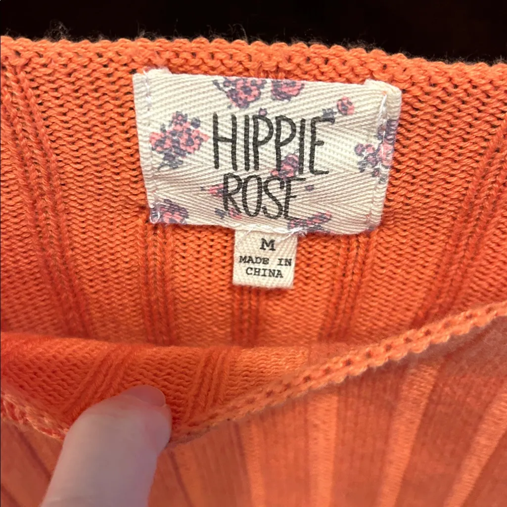 Hippie Rose Vibrant Orange Knit Top - Image 2