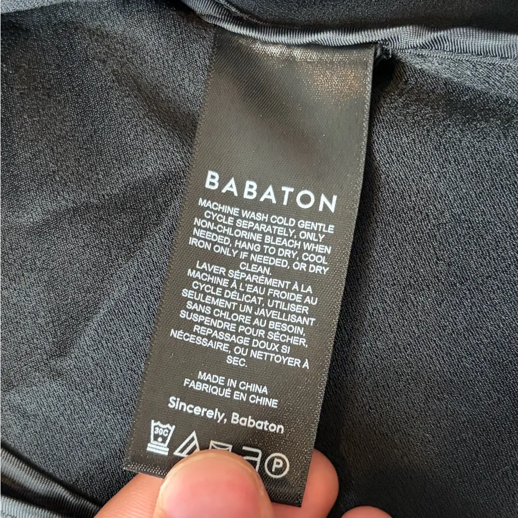 Aritzia Babaton Power Hip Blazer Jacket Black Open Drapey Ruched Sleeves size 10 - Image 14