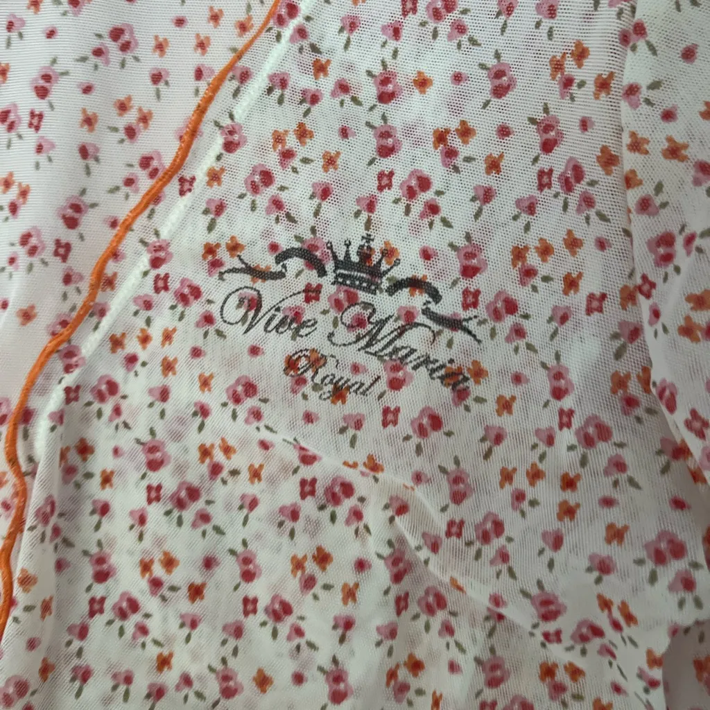 Vive Maria Floral Mesh Lettuce Trim Top White Size M - Image 3