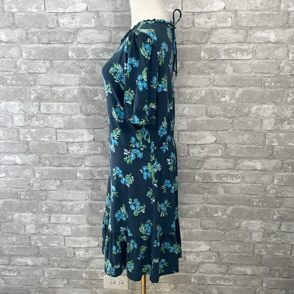 Loft Navy Floral MIDI Dress - Image 3