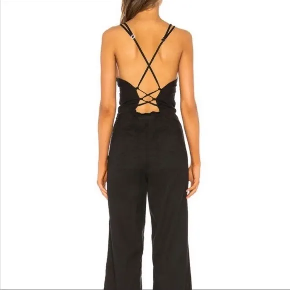 Hudson Jeans  Leverage Jumpsuit‎ in Black Cropped Wide Leg Size Medium - Image 3