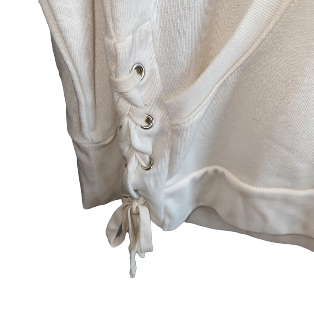 Gap Lace Up Hoodie Tunic Snowcap White Top - Image 2