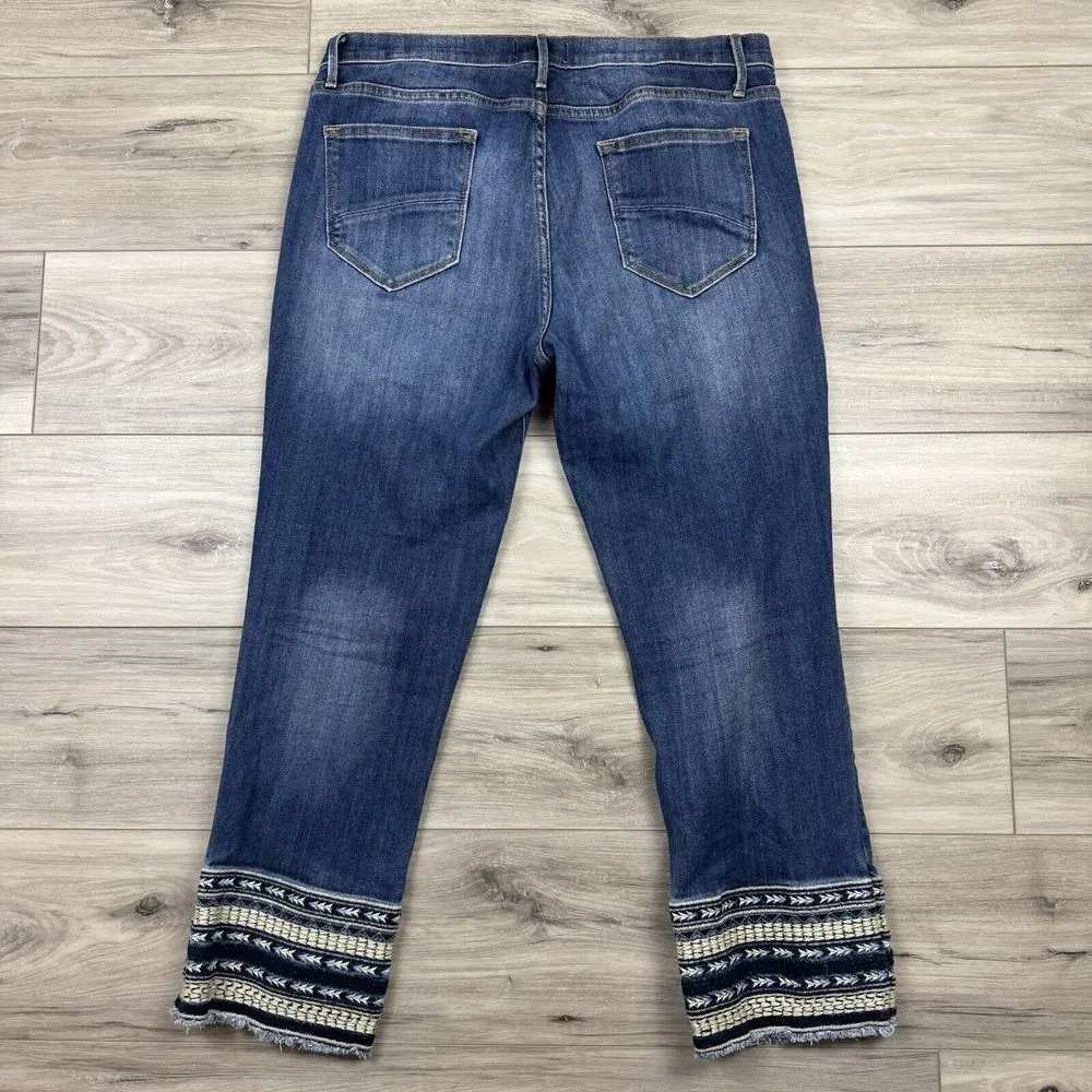 Driftwood Colette Jeans Aztec Southwestern Embroidered Hem Straight Leg Size‎ 32 - Image 6